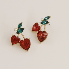 new fashion fashion  metal diamond-studded fruit cherry earrings