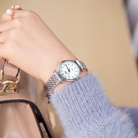 Moda patrón de mármol pavimento moda banda de acero inoxidable reloj de mujer de cuarzo al por mayor's discount tags