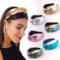 fashion bright color PU simple middle knot headband