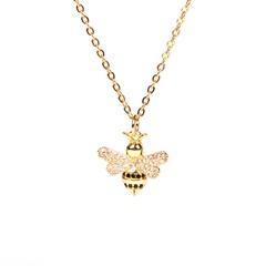 hip hop style zircon bee pendant new trend insect necklace clavicle chain wholesale