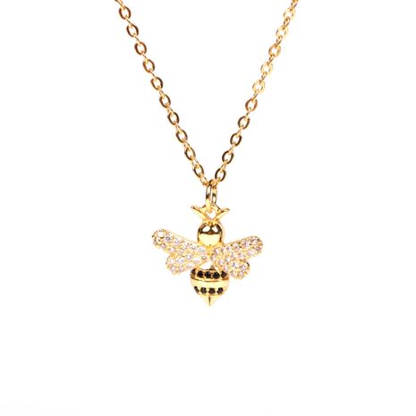 hip hop style zircon bee pendant new trend insect necklace clavicle chain wholesale's discount tags