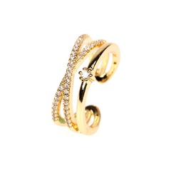 new simple double layer cross ring fashion zircon micro-inlaid open index  ring