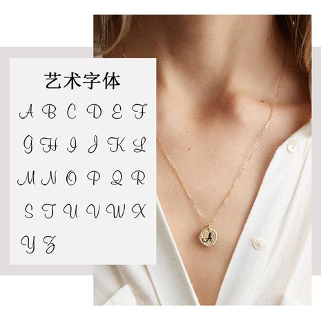 fashion engraved handwritten letter titanium steel hot-selling rose gold necklace pendant's discount tags