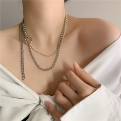 Kleine Mode neues Paar Gold und Silber gemischte Farbe Legierung Halskette Schlüsselbein Kette