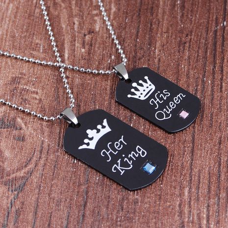 hot sale new fashion couple crown lettering necklace keychain wholesale's discount tags