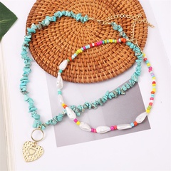 Bohemian woven pearl gravel love trend handmade beaded pendant necklace