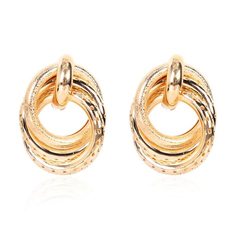 Fashion new alloy geometric ring golden stud earrings for women's discount tags