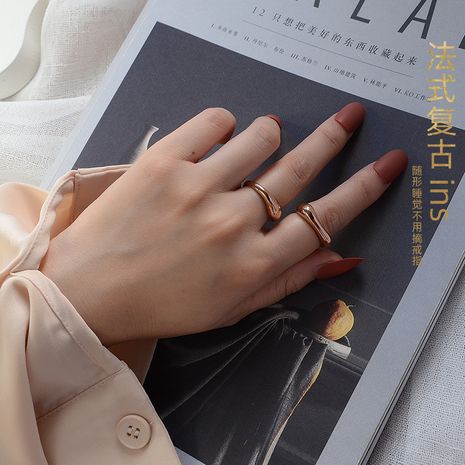 all-match minimalist irregular stacking ring titanium steel plated  ring wholesale's discount tags