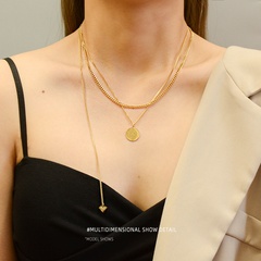 Niche retro tassel diamond titanium steel plated 18K necklace for women
