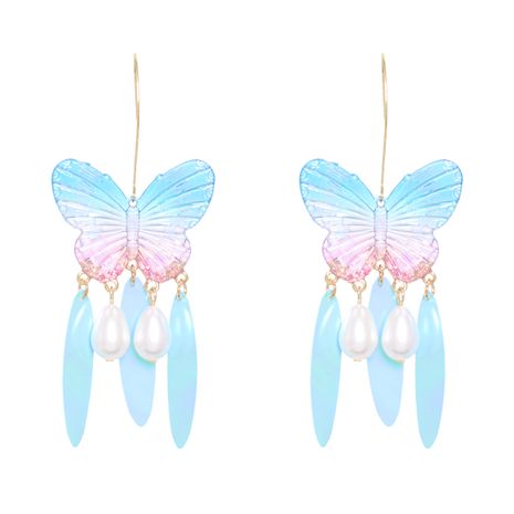new fashion geometric acrylic sheet butterfly water drop pearl earrings for women's discount tags