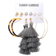 New Hot Sale Bohemian Moon Triangle Tassel Earring Set 6 Pairs wholesalepicture64