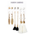 New Hot Sale Bohemian Moon Triangle Tassel Earring Set 6 Pairs wholesalepicture78