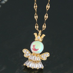Koreanische Mode einfache eingelegte Zirkonium Engel Persönlichkeit Halskette