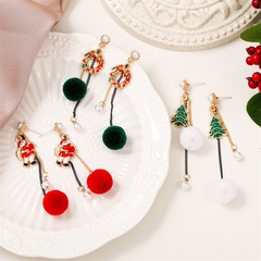 Autumn and winter hair ball dripping oil long holiday Christmas creative cute earrings wholesale
