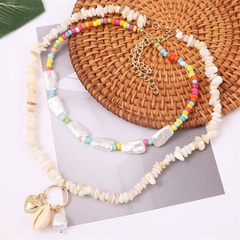 Fashion pearl gravel long shell necklace woven rice bead pendant necklace wholesale