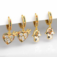 diamond love peach heart earrings personality oil earrings