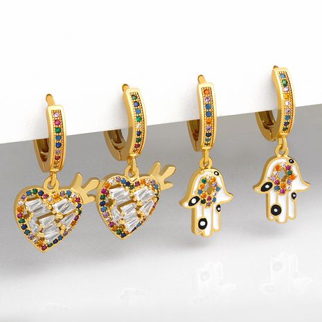 diamond love peach heart earrings personality oil earrings's discount tags