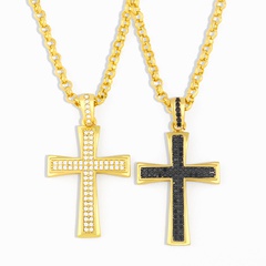 Hot selling fashion cross clavicle chain hip hop micro inlaid zircon necklace