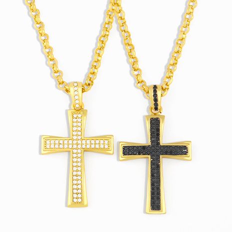 Hot selling fashion cross clavicle chain hip hop micro inlaid zircon necklace's discount tags