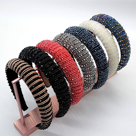 Korean Baroque style Rhinestone woven pearl crystal headband wholesale's discount tags