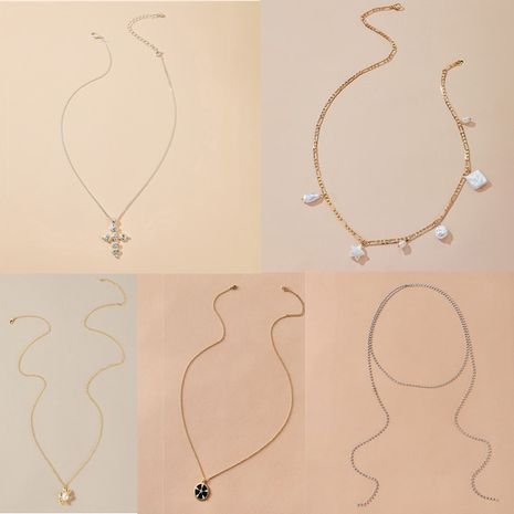 Hot Selling Mode Perlenkette Persönlichkeit Pony Diamant Kreuz Halskette's discount tags