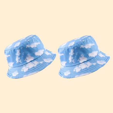 Hot selling blue sky and white clouds fisherman hat casual sunshade hat's discount tags