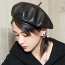Hot selling leather solid color octagonal retro beret wholesalepicture6