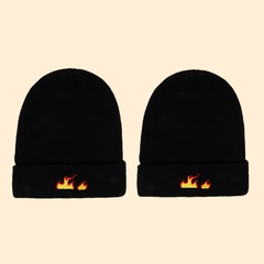 Hot selling fashion embroidered flame knit hat wholesale
