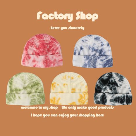 Hot selling fashion tie-dye knitted woolen all-match cap wholesale's discount tags