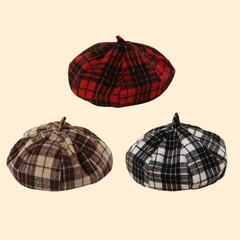 Hot selling fashion Retro plaid woolen women's fashion all-match octagonal beret