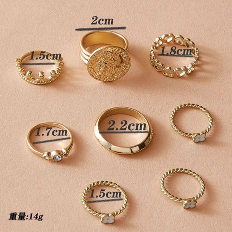 Fashion new street style person avatar love flower women's ring set's discount tags