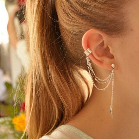 Hot selling metal leaf tassel earring ear clip wholesale's discount tags