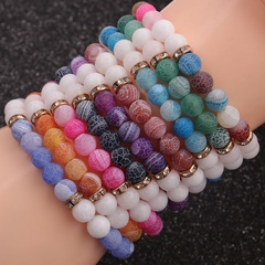 new hot-selling accessories 8MM porcelain white stone weathered stone beaded copper bracelet