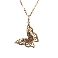 Fashion new Micro Inlaid Zircon Butterfly Pendant Body Chain copper Necklace