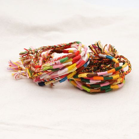 handmade cotton braided bohemian style color ethnic art elastic bracelet's discount tags