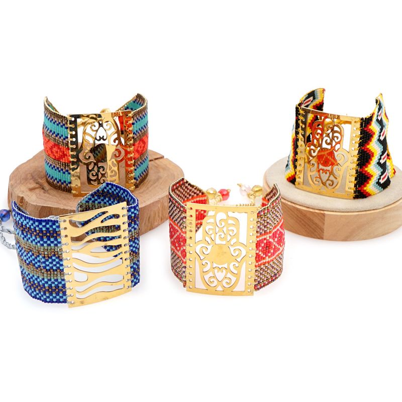 fashion new rice beads weaving palm ethnic style bracelet