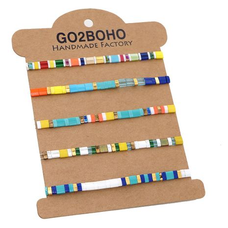 bohemian style  fashion trend multi-layer beaded bracelet set's discount tags