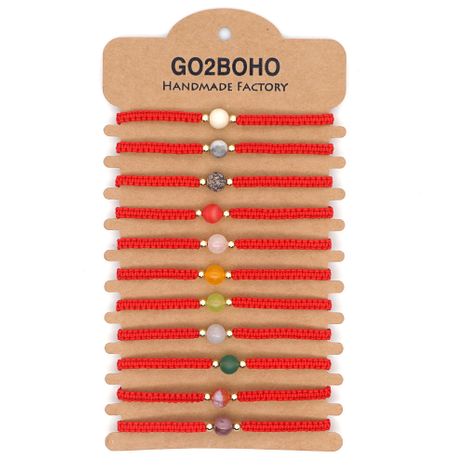 Bracelet de couple de corde rouge natal de yoga de sept chakra de fraise en pierre naturelle NHGW259291's discount tags