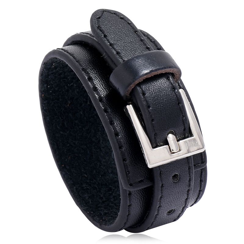 Fashion multilayer PU leather simple mens new punk style leather bracelet