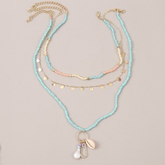 Bohemian style multi-layer woven shell rice bead trend pearl pendant necklace jewelry