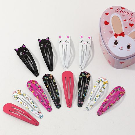 Hot selling little girl cartoon Christmas series printing suit hairpin's discount tags