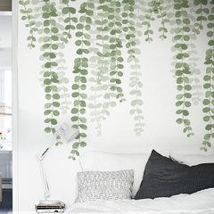 hot sale hazy green plant leaves removable PVC wall sticker decoration