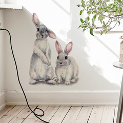 nouveaux stickers muraux deux lapins mignons chambre d'enfants décoration de la maison stickers muraux amovibles