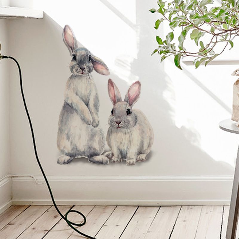 neue Wandaufkleber zwei niedliche Kaninchen Kinderzimmer Wohnkultur abnehmbare Wandaufkleber