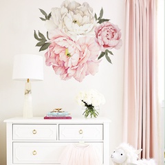 New Simple Watercolor Peony Flower Combination Wall Sticker PVC Removable Self-adhesive
