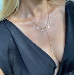 New Fashion Einfache fünfzackige Star Diamond Moon Long Halskette