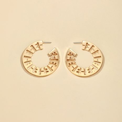 exaggerated fashion punk style circle retro gold C-shaped alloy earrings's discount tags
