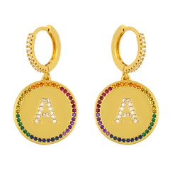 fashion 26 English alphabet  inlaid color zircon earrings