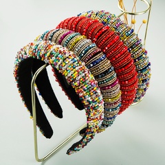 Rotes koreanisches Farb-Strass-Luxus-Volldiamant-Kristall-Stirnband im Barockstil