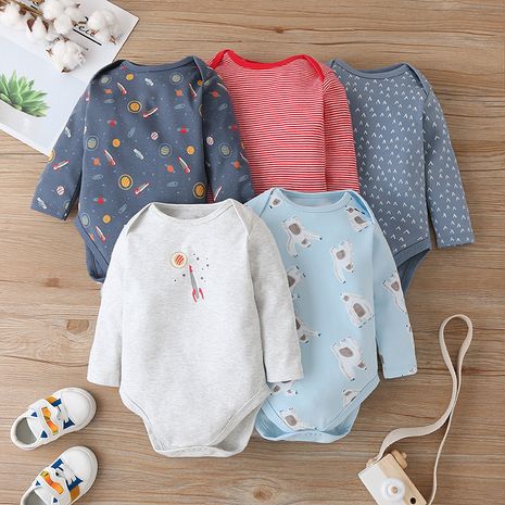 Hot selling baby romper long-sleeved one-piece five-piece combo set's discount tags